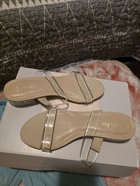 Matisse Nude Slide Sandals with Clear Straps